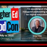 A graphic showing details of the Higher Ed PodCon