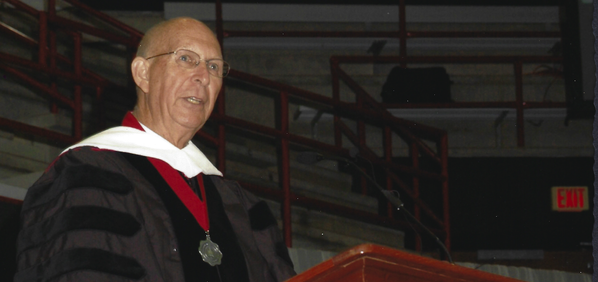 Rance Henderson speaking at commencement.