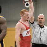 A GWU wrestler is declared the winner