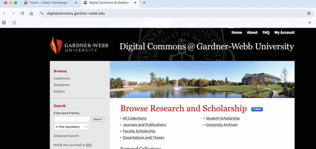 a screenshot of the digital commons web page