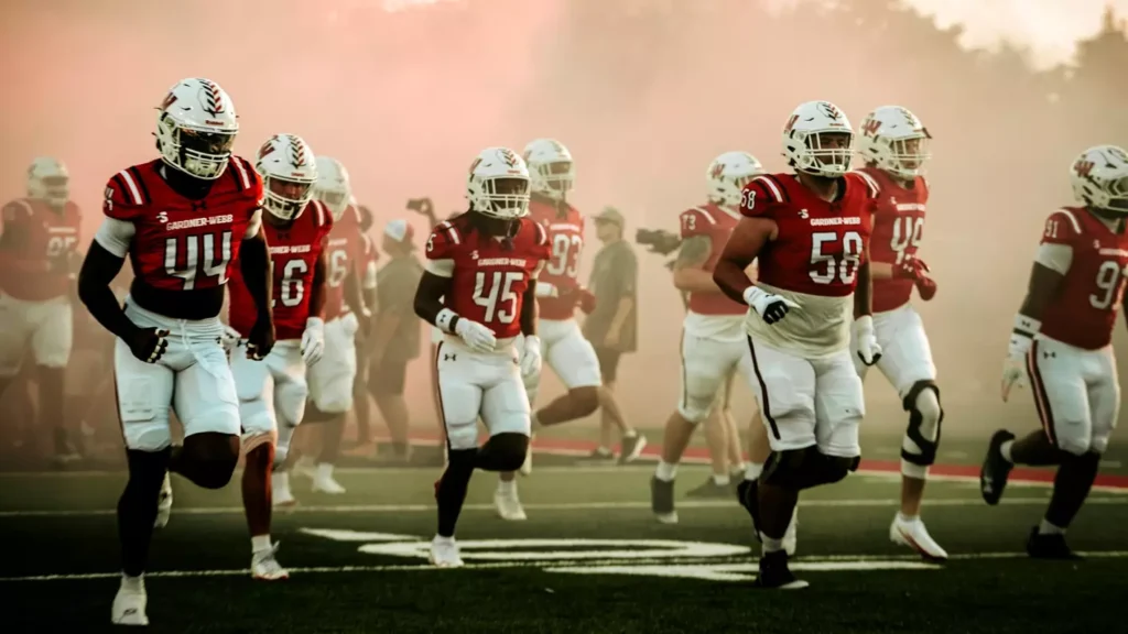Gardner-Webb Football Running through Smoke
