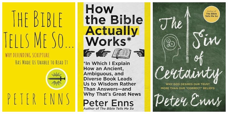 a collage with Peter Enns book covers
