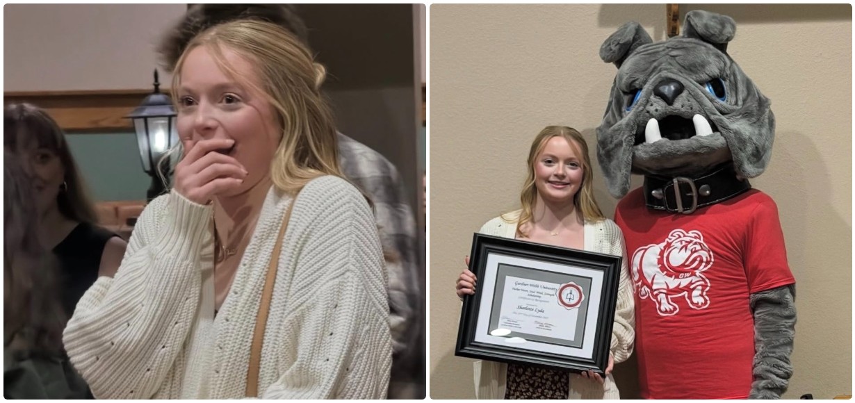 two photos of 2026 Tucker Scholar Sharlotte Lyda