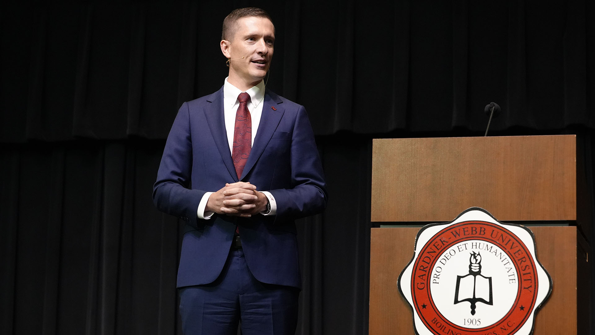 gwu president nate evans speaking