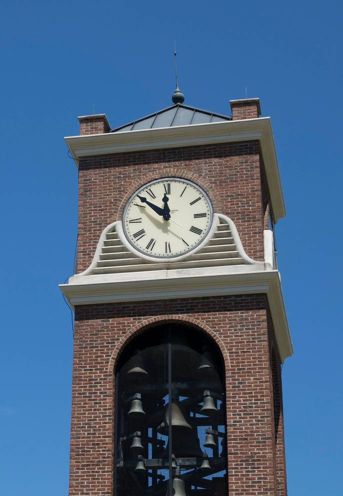 Close of the university clock tower.