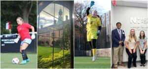 Lydia Robinson two collage featuring photos of Lydia playing soccer, scenes in Liverpool and her internship