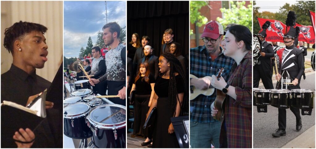 music collage - featuring band, chorus students
