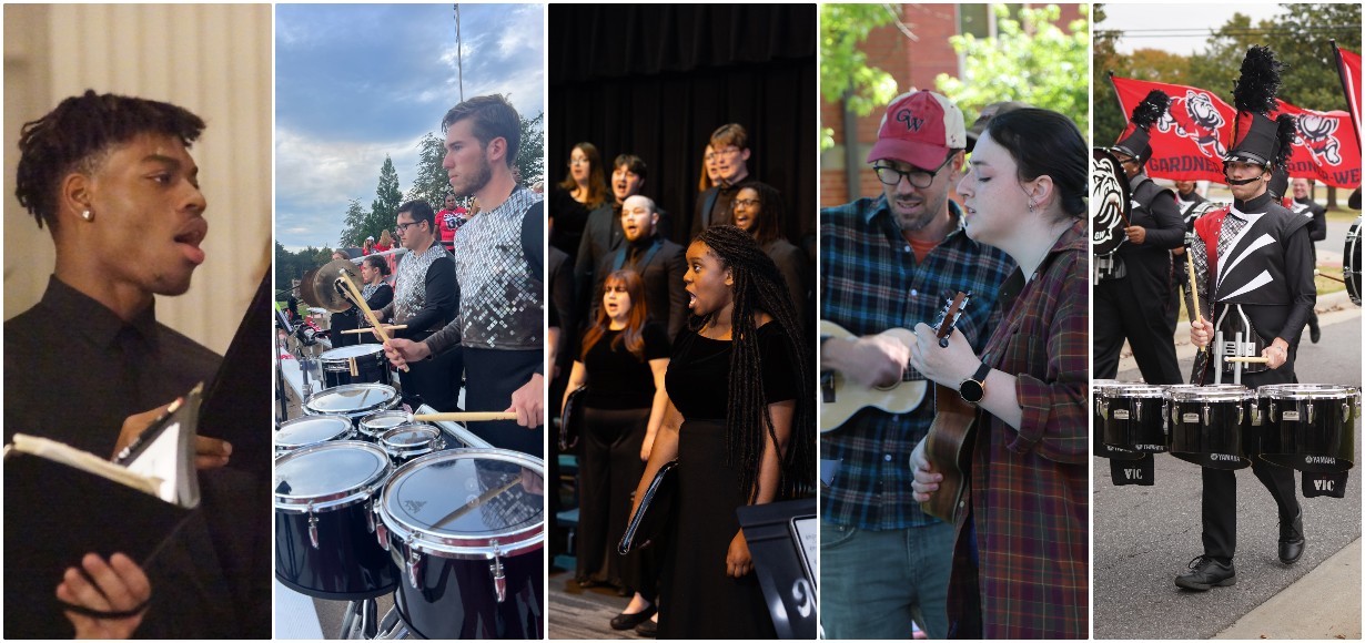 music collage - featuring band, chorus students