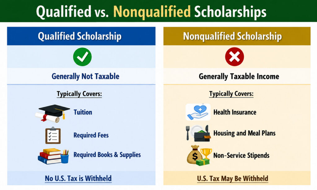 Qualified vs Non-qualified Scholarships comparison chart