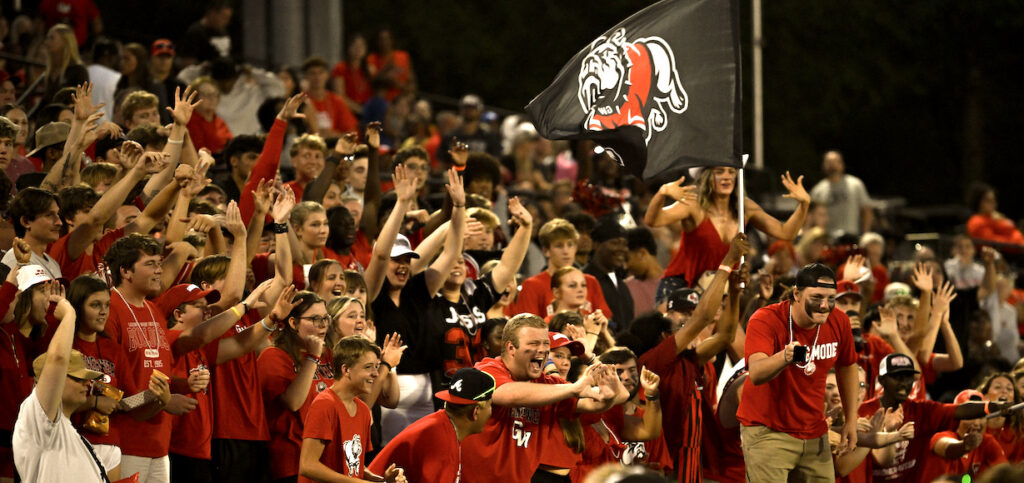 Enthusiastic Crowd at Football Game -Bulldog club director DSC