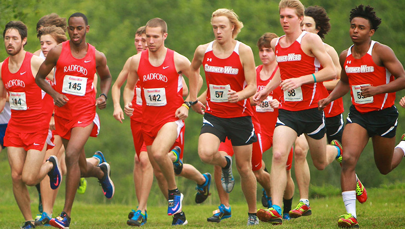 Men's Cross Country team running