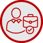 person with briefcase and checkmark enclosed in circle