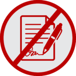 signed document with pen enclosed in circle