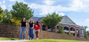 GWU students walking across campus