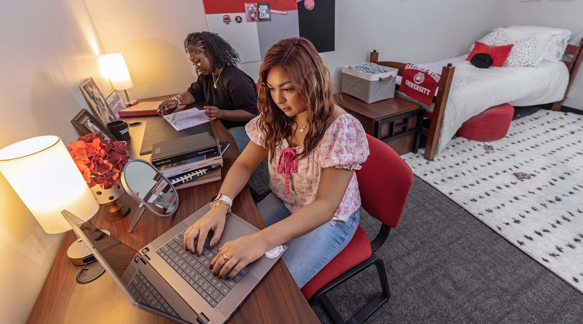 gwu female students dorm room study session